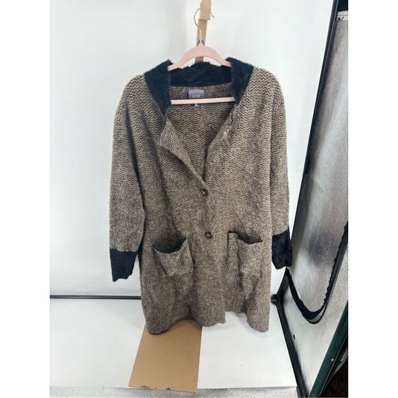 Lysse Cabin Faux Mink Long Coat Chevron Women’s Size Large/Extra large Pockets - Picture 15 of 15